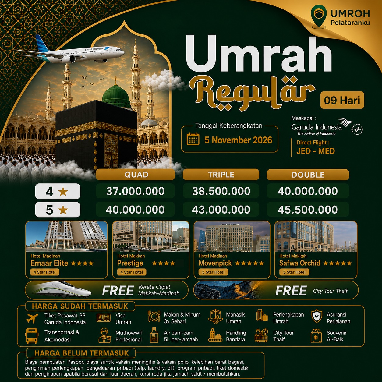 umroh reguler 9 hari 5 november